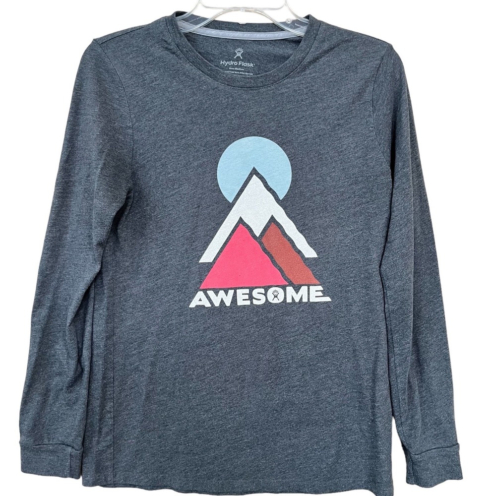 Hydro Flask T Shirt Adult Medium Gray Graphic Long Sleeve Fishing Camping Tee